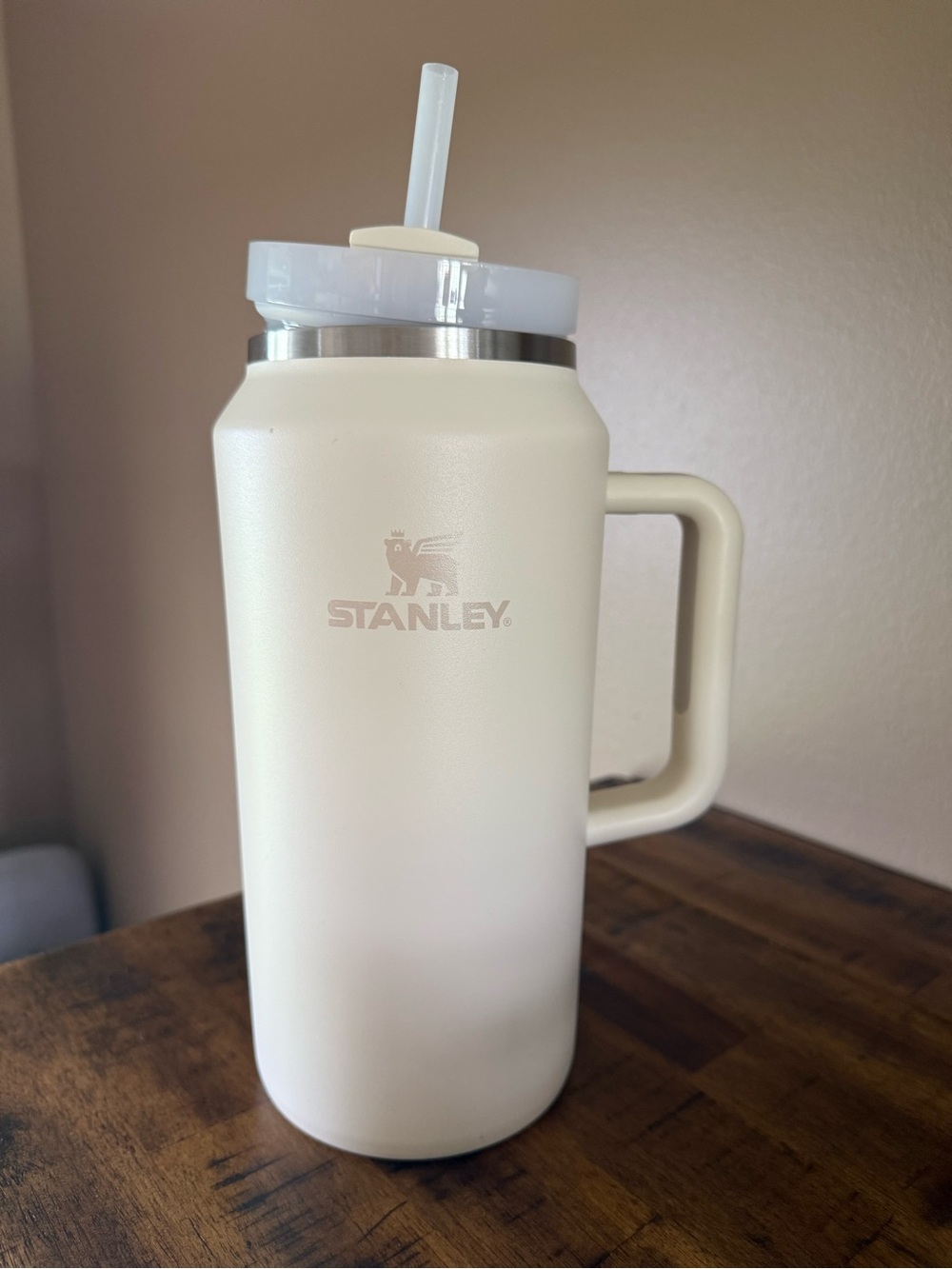 Stanley Cream Insulated Travel Mug with Straw - 64oz